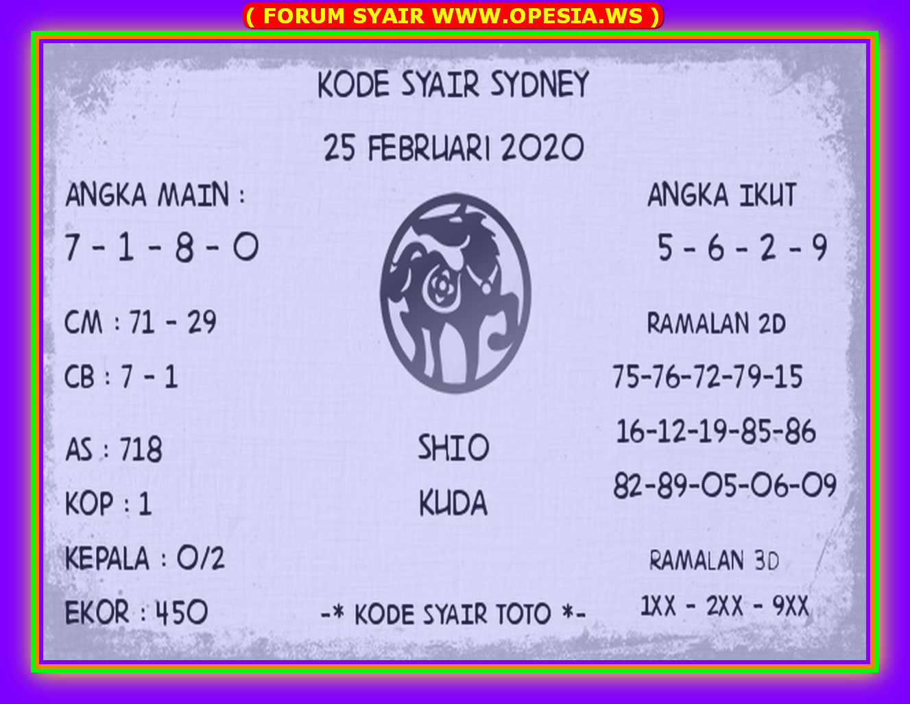 1 New Message Kode Syair Sydney 25 Februari 2020 Forum Syair Togel Hongkong Singapura Sydney