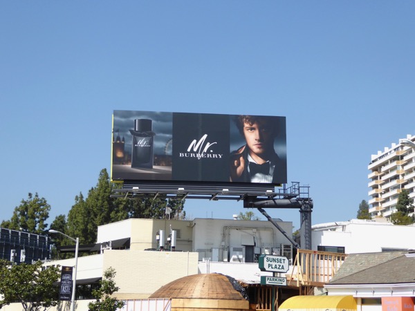 Mr. Burberry fragrance Spring 2017 billboard Sunset Strip Mr Burberry fragrance 2017 billboard