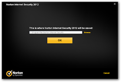 The destination path where Norton Internet Security 2012 beta will be installed