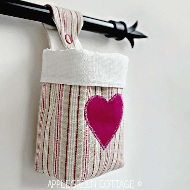 Learn how to make a hanging fabric basket ~ tutorial by Apple Green Cottage