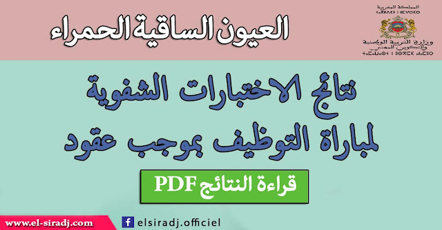 لوائح الناجحين في الاختبار الشفوي في مباراة التوظيف بموجب عقود مع جهة العيون الساقية الحمراء لوائح الناجحين في الاختبار الشفوي في مباراة التوظيف بموجب عقود مع جهة العيون الساقية الحمراء