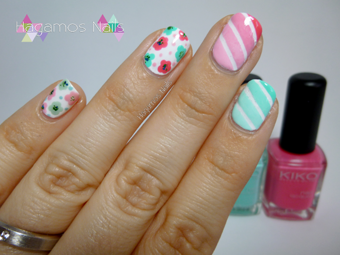 Nail Art Florecillas y degradado pastel. Cuqui Concurso Hagamos Nails