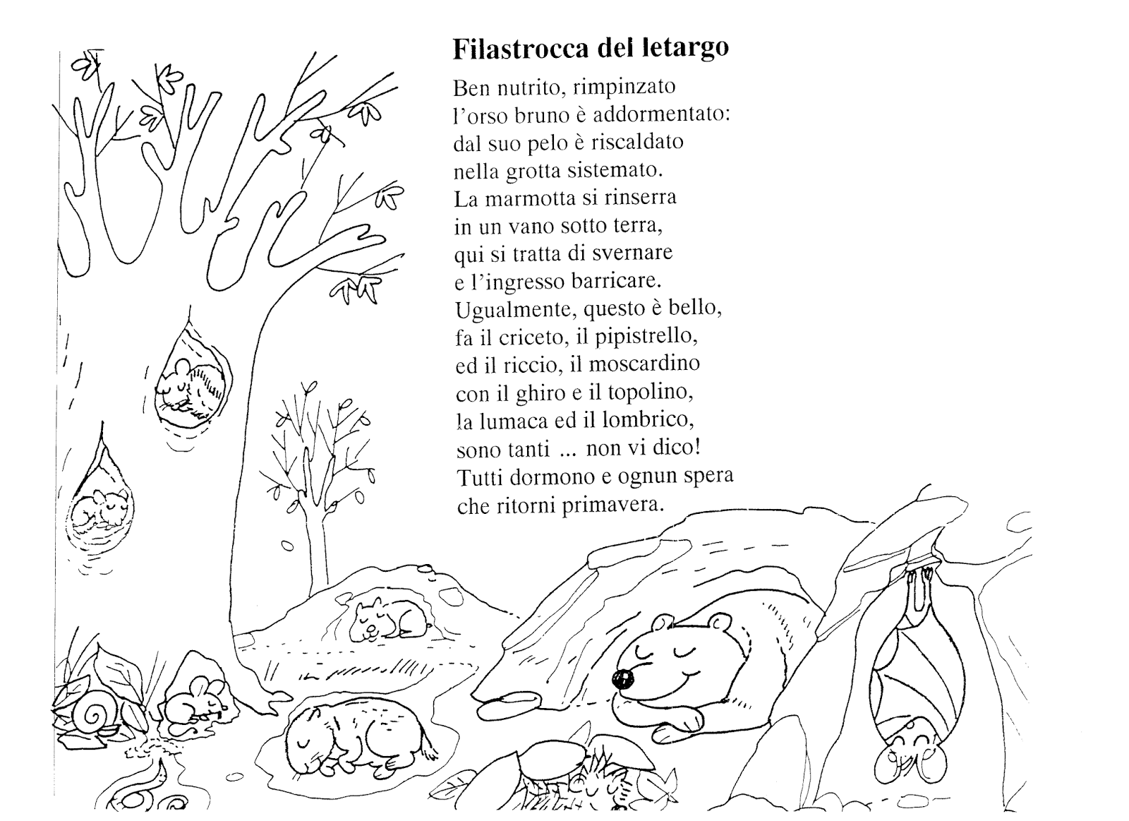 La maestra Linda Filastrocca del letargo