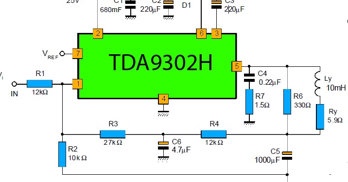 TDA9302 Vertical deflection output schematics