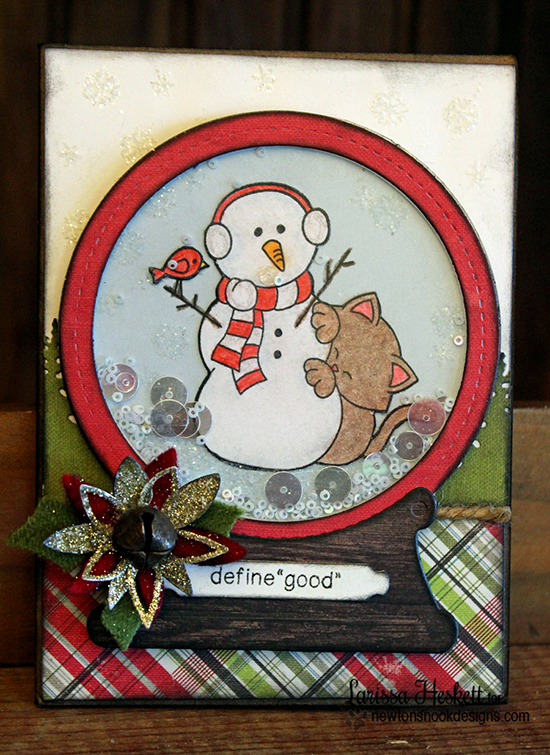 Christmas kitty and Snowman card by Larissa Heskett for Newton's Nook Designs - Newton's Curious Christmas Cat stamp set