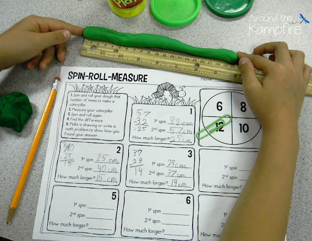 Free printable butterfly measurement activity~Comparing lengths of PlayDoh caterpillars.