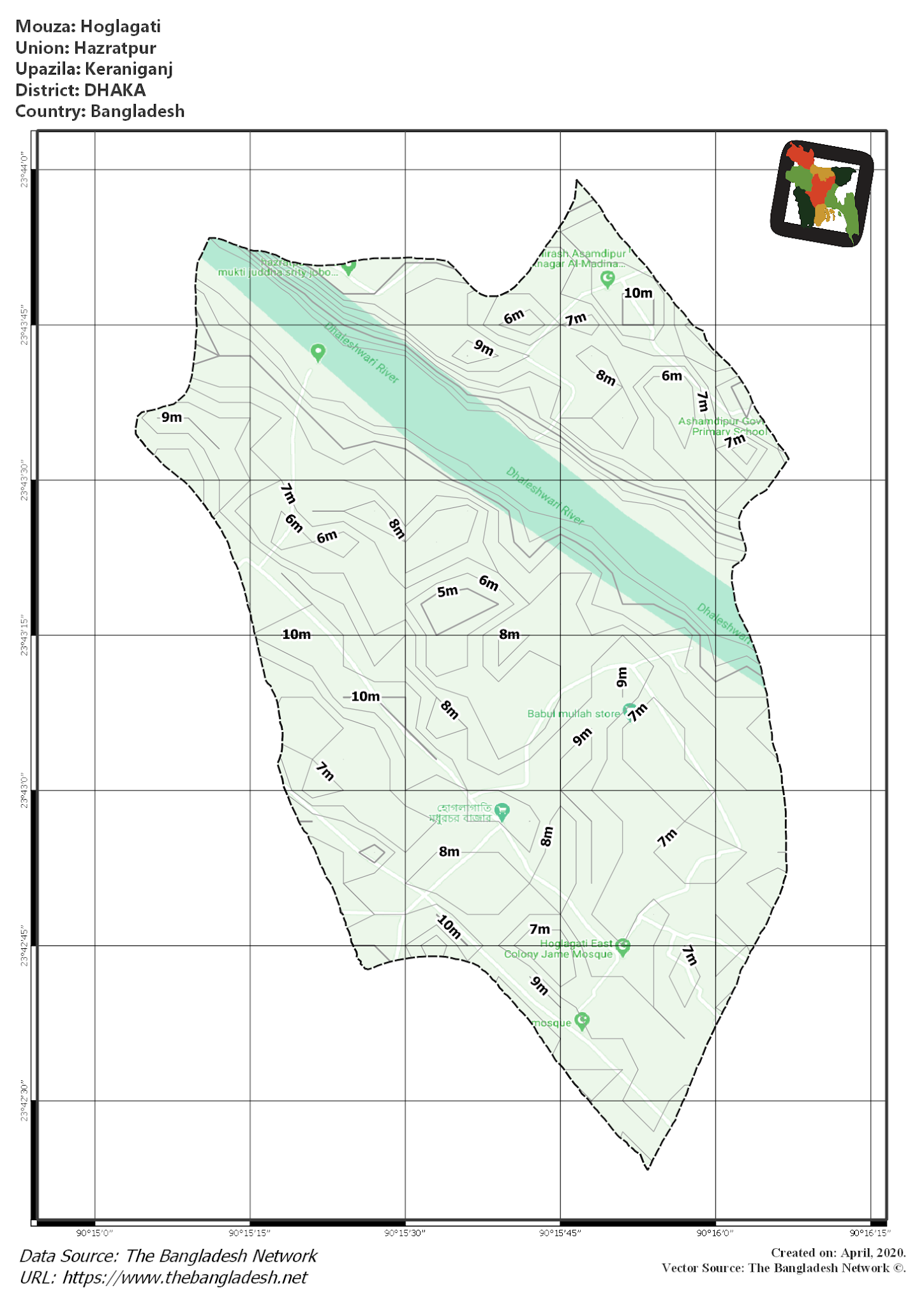 Map of Hoglagati Mouza of Keraniganj Upazila, DHAKA, Bangladesh.