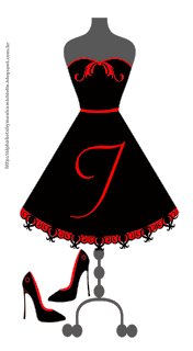 Abecedario Rojo sobre Vestido Negro. Red Alphabet in Black Dress.