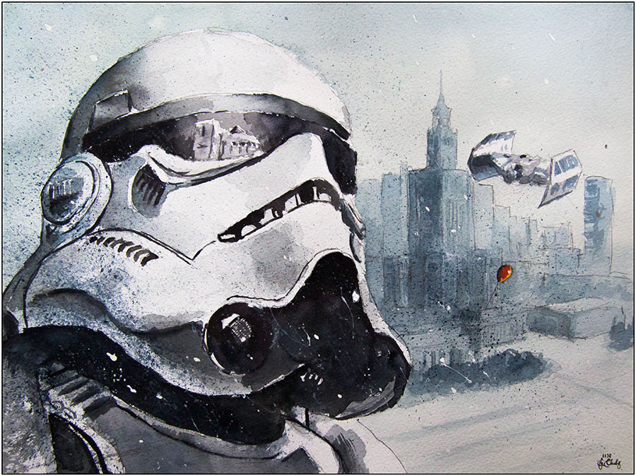 06-Stormtrooper-Warsaw-Grzegorz-Chudy-Paintings-of-Star-Wars-worlds-in-Watercolors-www-designstack-co