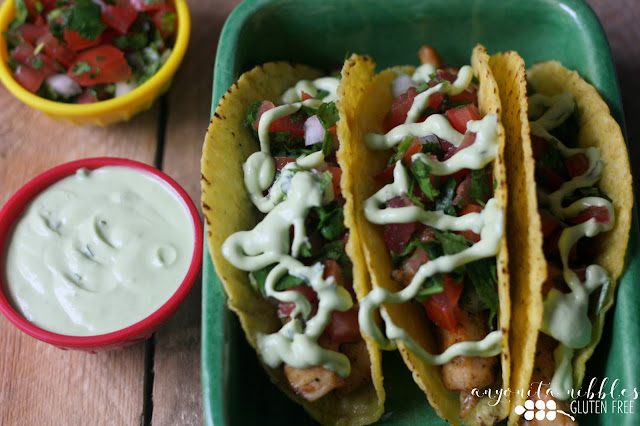 Gluten Free Chicken Salsa Fresca Tacos with Hass Avocado Cream from Anyonita-nibbles.co.uk
