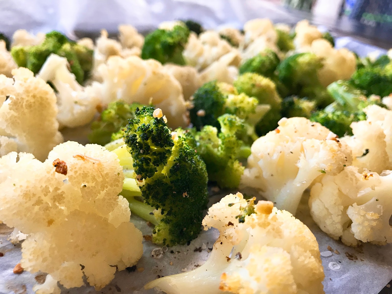 Roasted Cauliflower and Broccoli with Toasted Garlic