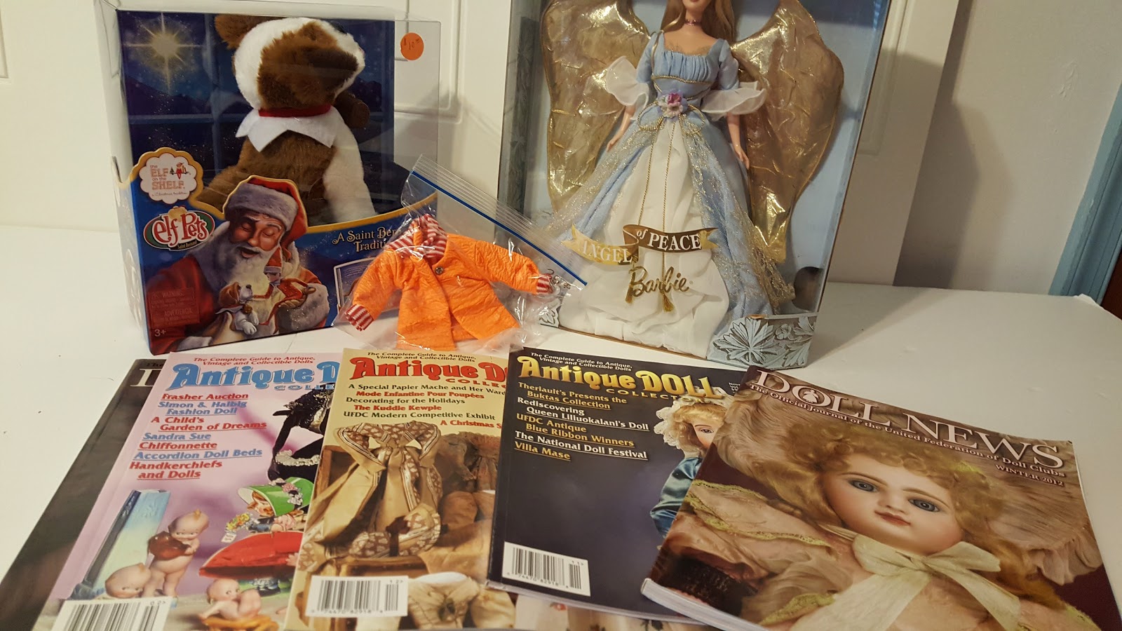 The One Sixth Scale Dollhouse Christmas Doll & Teddy Bear show in