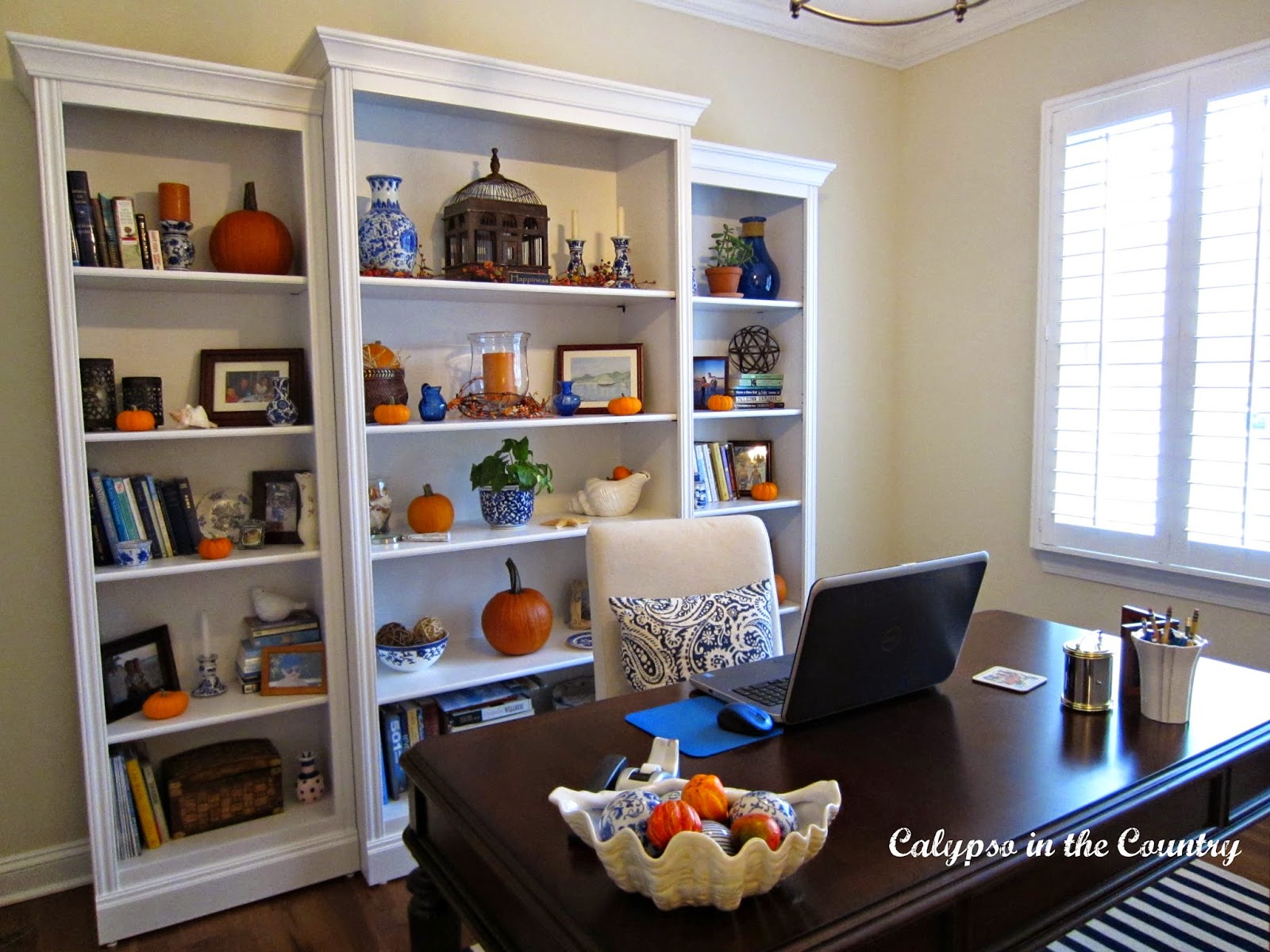 Blue and orange in the office Blue and orange in the office