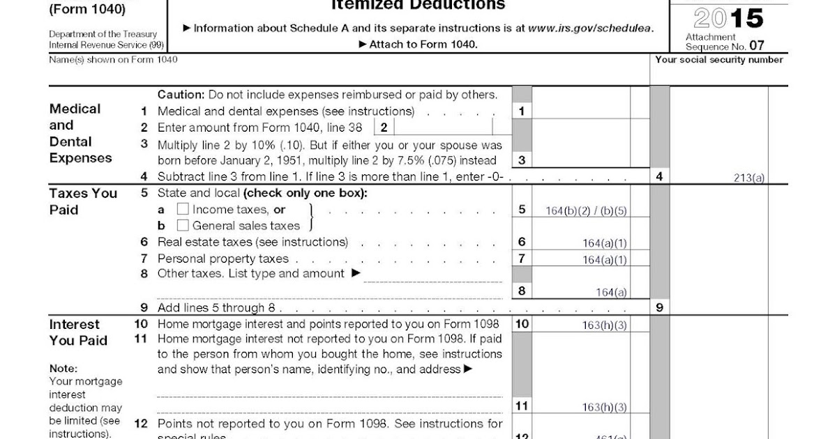 IRS Tax Procedure Code Sections for Form 1040 Schedule A
