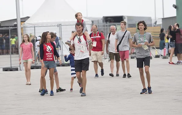 Prince Joachim, Princess Marie, Prince Felix, Prince Nikolai, Princess Athena and Prince Henrik at 2016 Summer Olympics in Rio