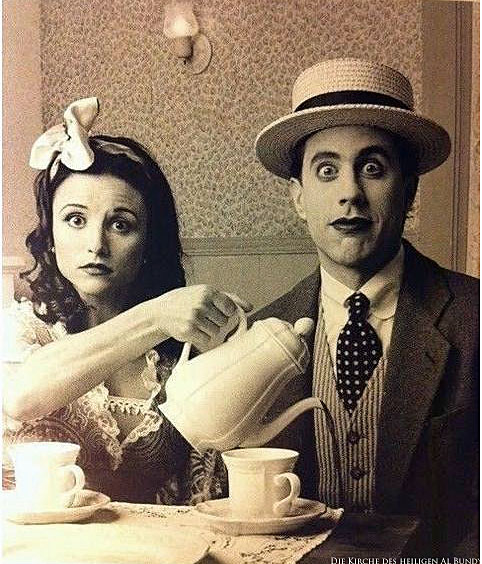 Lustiges altes Retro Bild - Ehepaar beim Kaffee trinken - Spassbilder