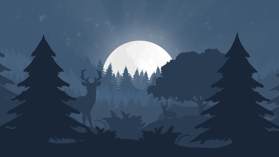 Minimalist, Nature, Forest, Night, Landscape, Moon, Silhouette, Digital
Art, 4K, #37