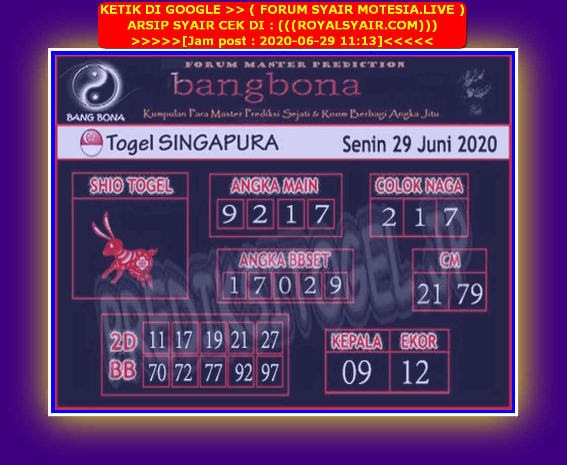 1 New Message Kode Syair Singapore 29 Juni 2020 Forum Syair Togel Hongkong Singapura Sydney