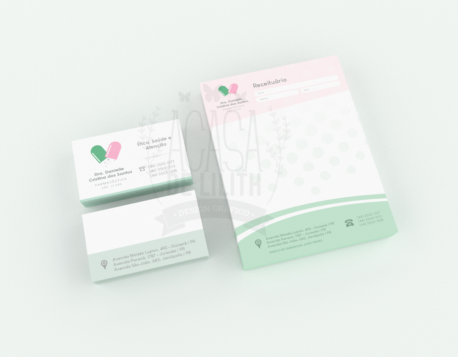 Identidade Visual - Farmacêutico: Criação de Logotipo, Receituário, Cartão de Visita e Marca D'Água Identidade Visual - Farmacêutico: Criação de Logotipo, Receituário, Cartão de Visita e Marca D'Água