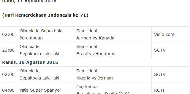 Jadwal Lengkap Siaran Langsung Sepak Bola Pekan ini di TV 17 s/d 22 Agustus 2016: Barcelona vs Sevilla, Leicester City vs Arsenal Jadwal Lengkap Siaran Langsung Sepak Bola Pekan ini di TV 17 s/d 22 Agustus 2016: Barcelona vs Sevilla, Leicester City vs Arsenal