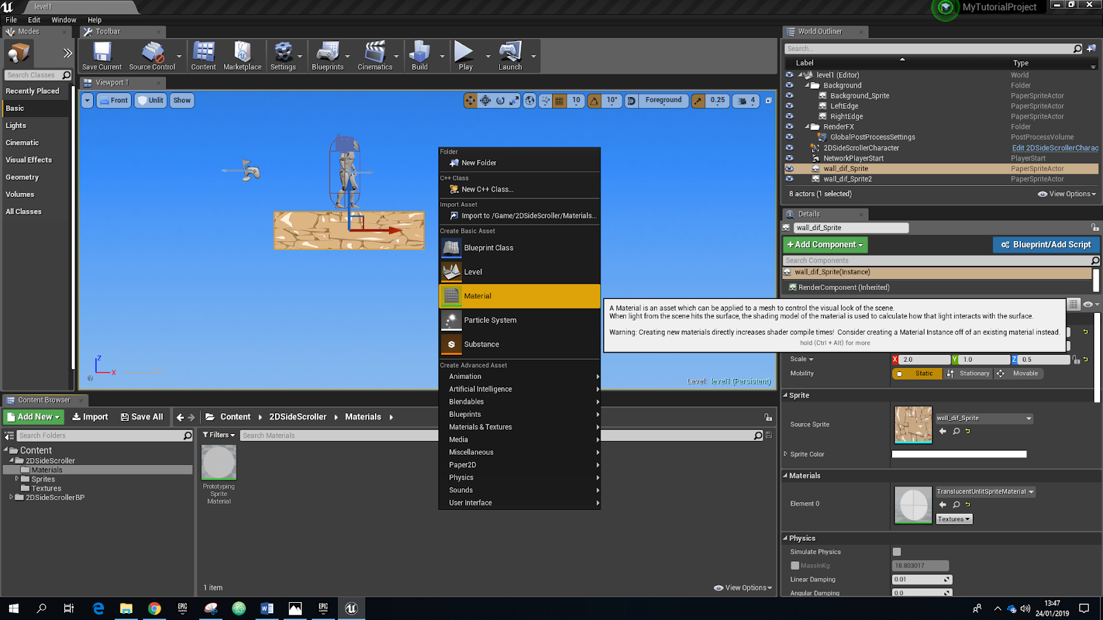 My First 2D Game in UE4: Platforms and Scalable materials ...