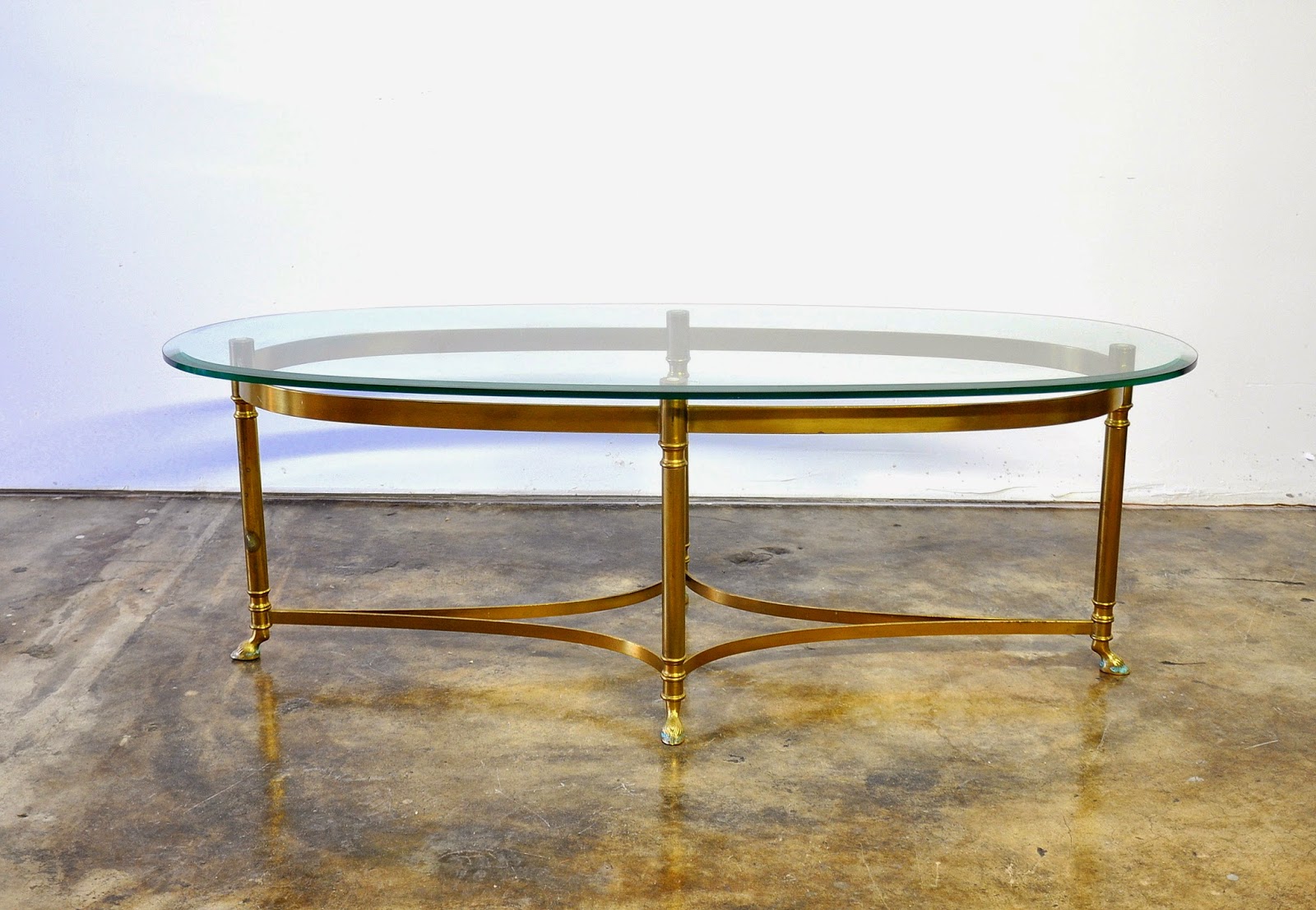 SELECT MODERN: Hollywood Regency Brass and Glass Coffee or Cocktail Table