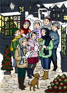 Carol Singers kolorierte Malvorlage