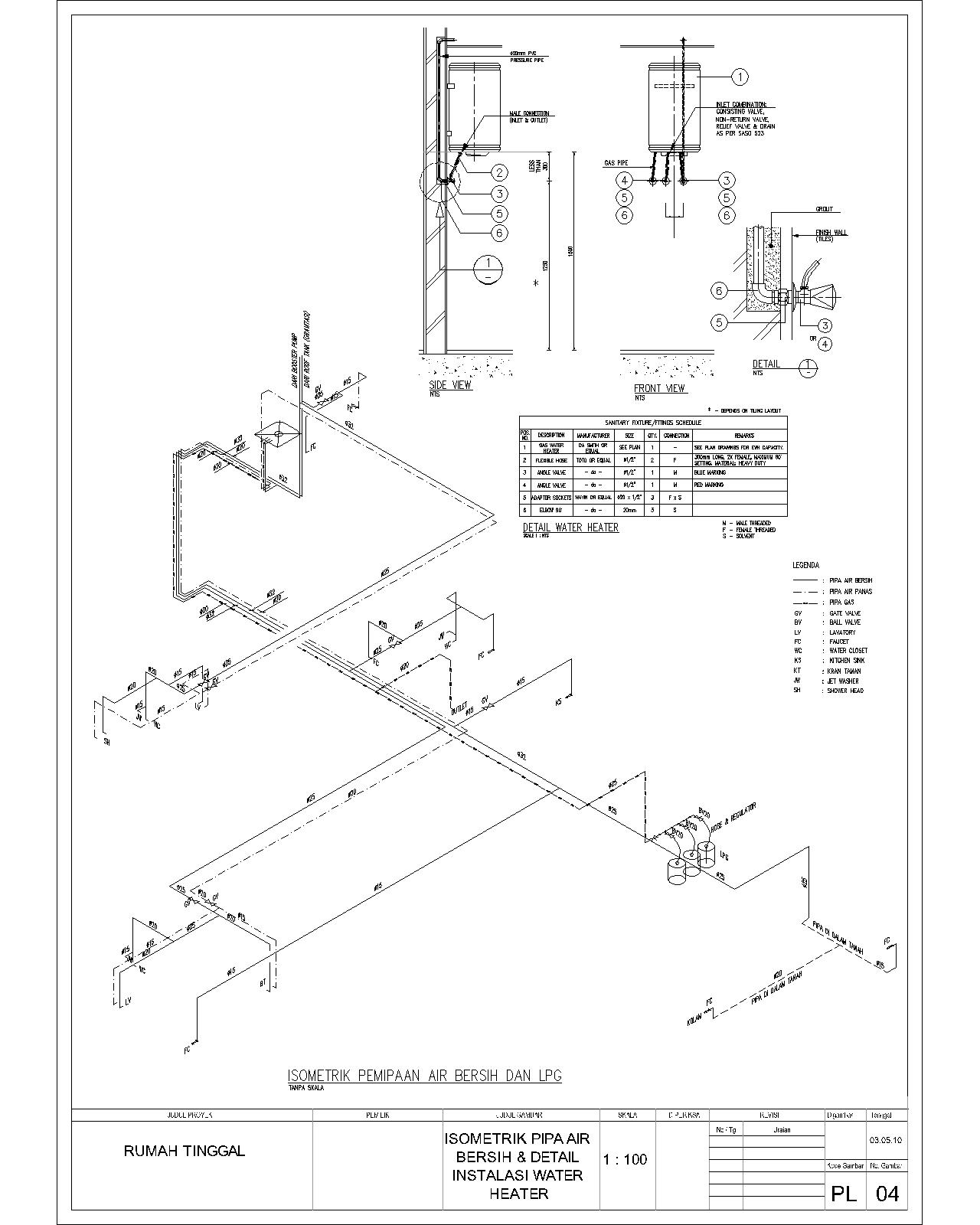 Building Utilities Domestic Water Distribution at Housing Example