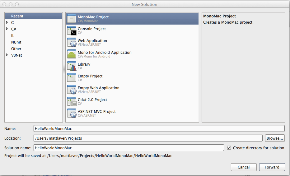 Tufnell Tech Blog: Hello OS X from C# (Five Steps)