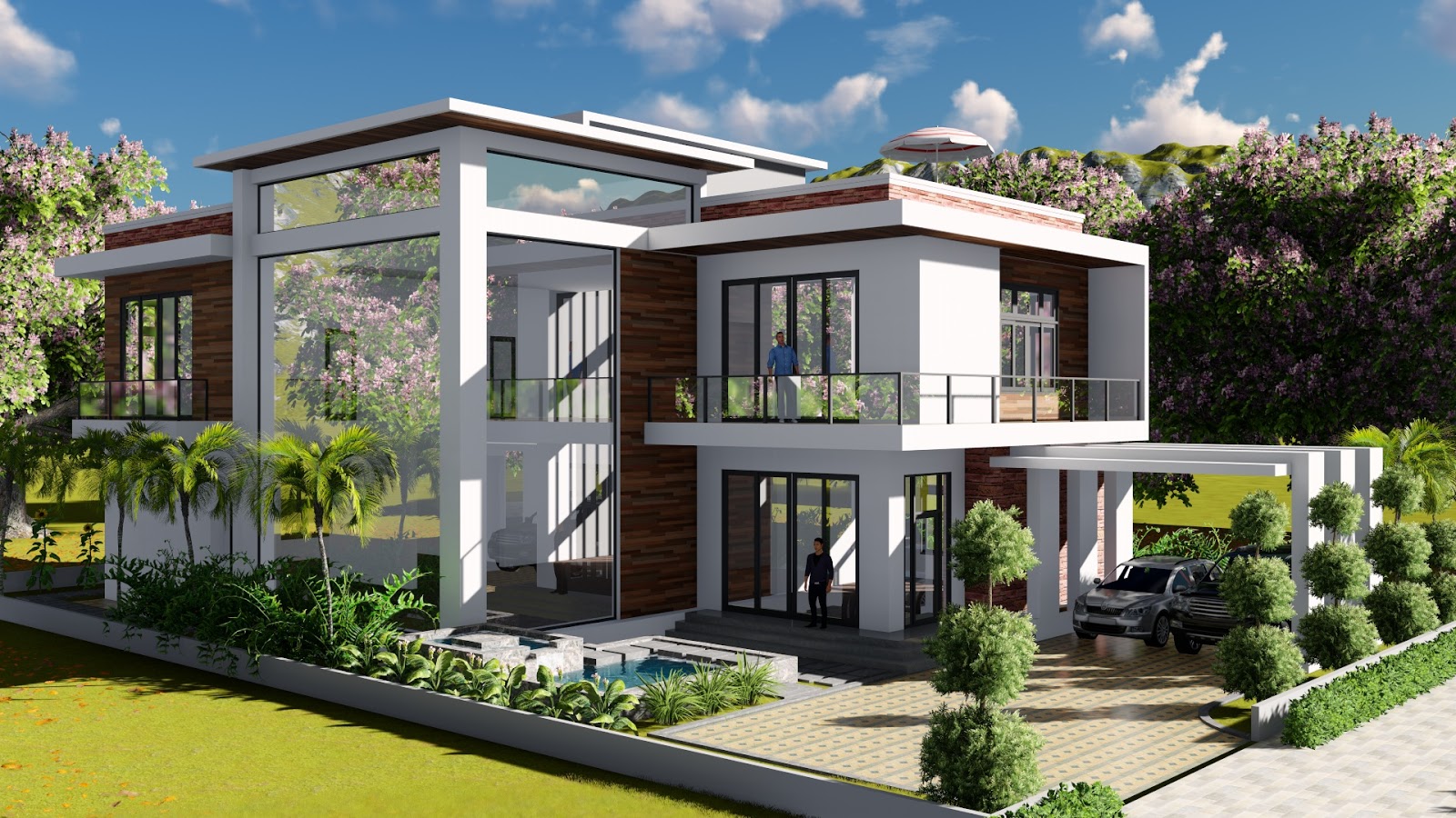 Sketchup Modeling + Lumion Render 2 stories Villa Design Size 13.8x19m