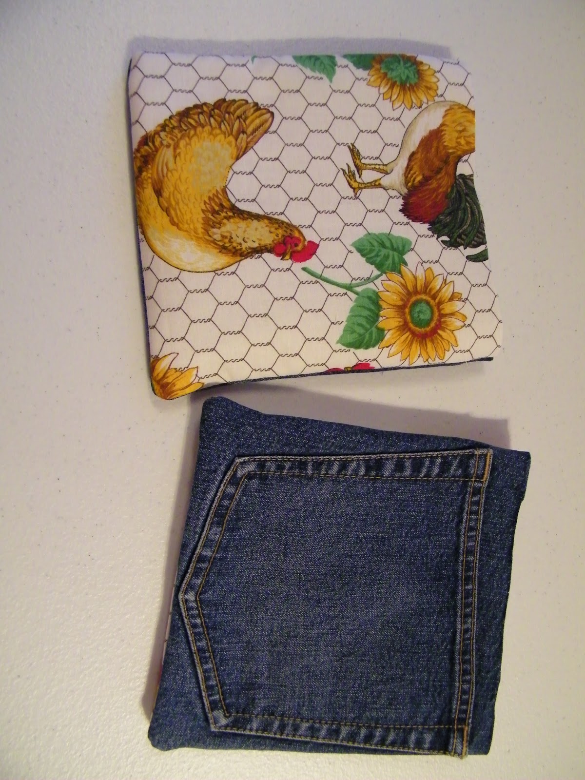 a Paisley Sunflower Blue Jean Pocket Pot Holders Tutorial