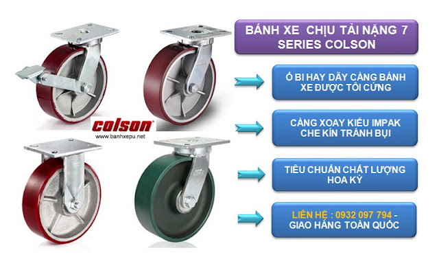 Catalog bánh xe công nghiệp Colson chịu tải trọng (900kg~2025kg) www.banhxepu.net