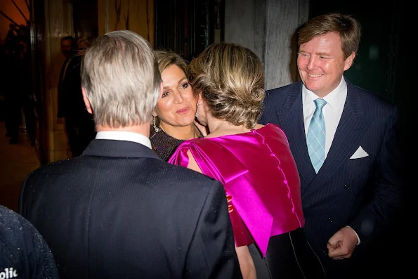 King Philippe and Queen Mathilde of Belgium and King Willem-Alexander and Queen Maxima of The Netherlands attended the opening concert for the Dutch presidency of the European Union council at the Bozar 