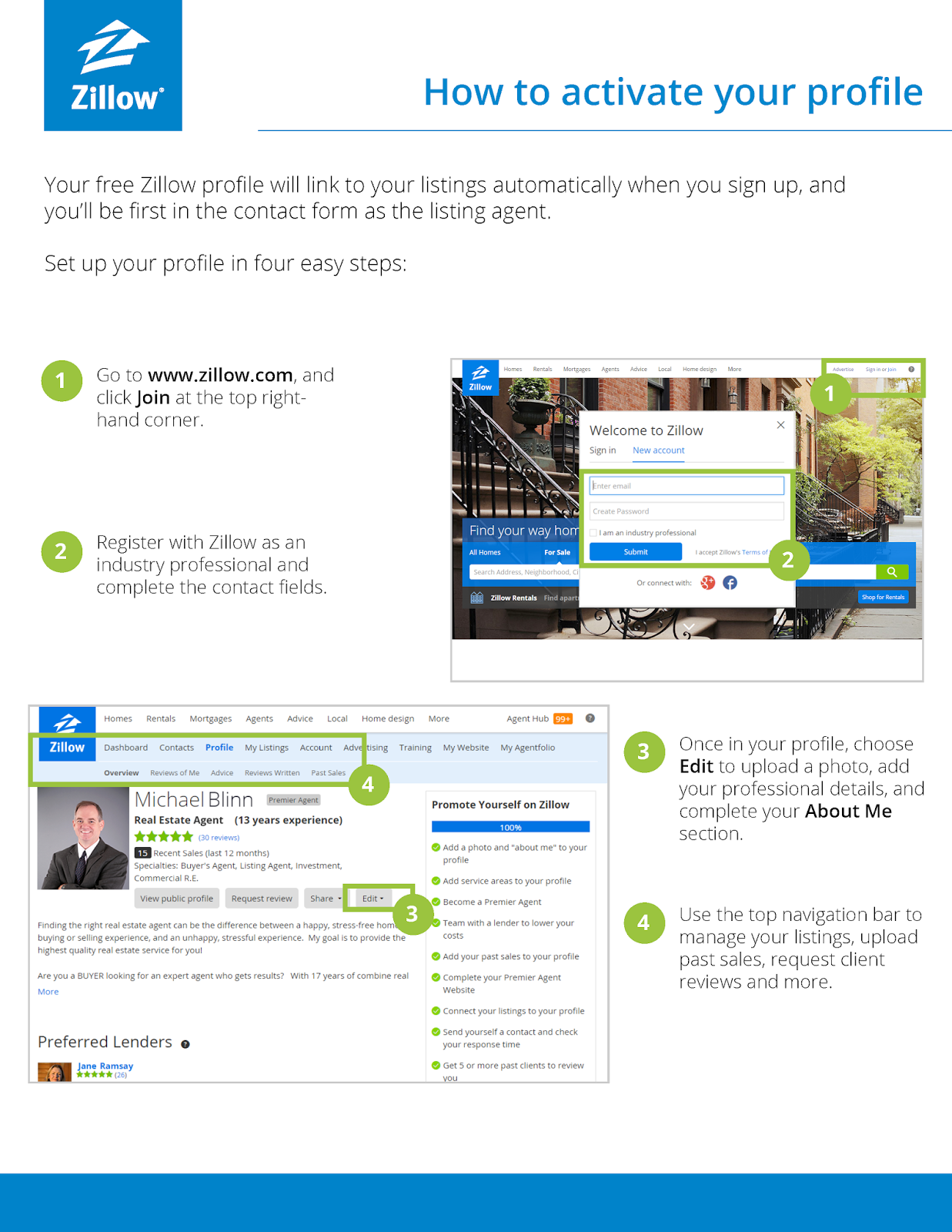 Update your Zillow profile to be the featured Agent on