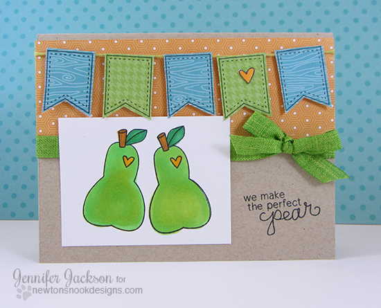 Perfect Pear fruit card by Jennifer Jackson for Newton's Nook Designs | Sweet Summer Stamp Set