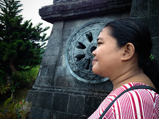 Traveler Woman Enjoy Calm Atmosphere In The Garden At Buddhist Monastery North Bali Indonesia