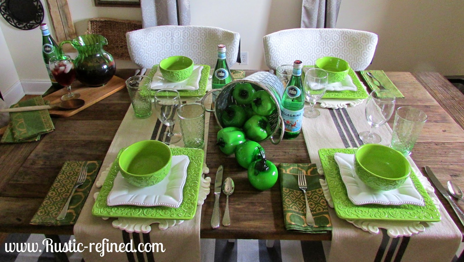 Green and White Tablescape