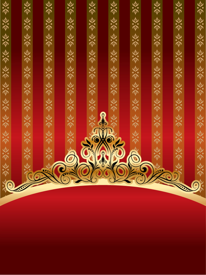 華やかな金色の王冠パターンの背景 golden ornate pattern vector イラスト素材