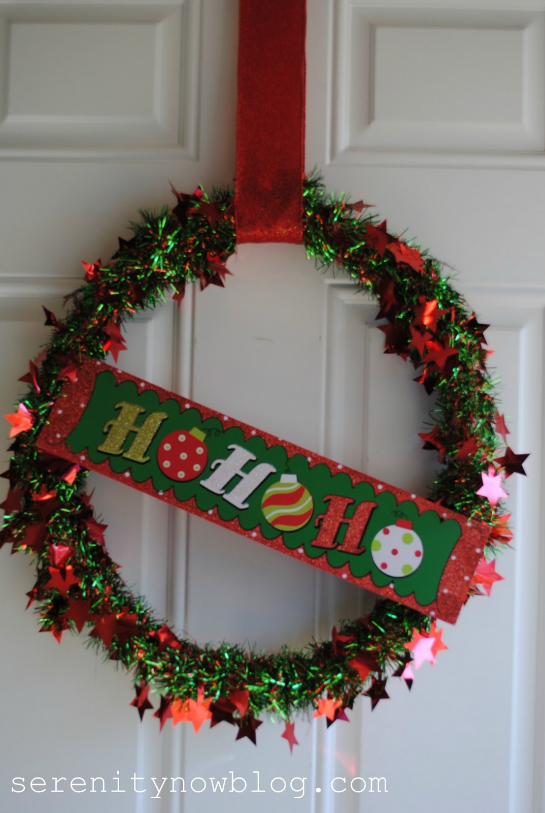 Serenity Now Christmas Tinsel Garland Wreath (Dollar Tree Decor)
