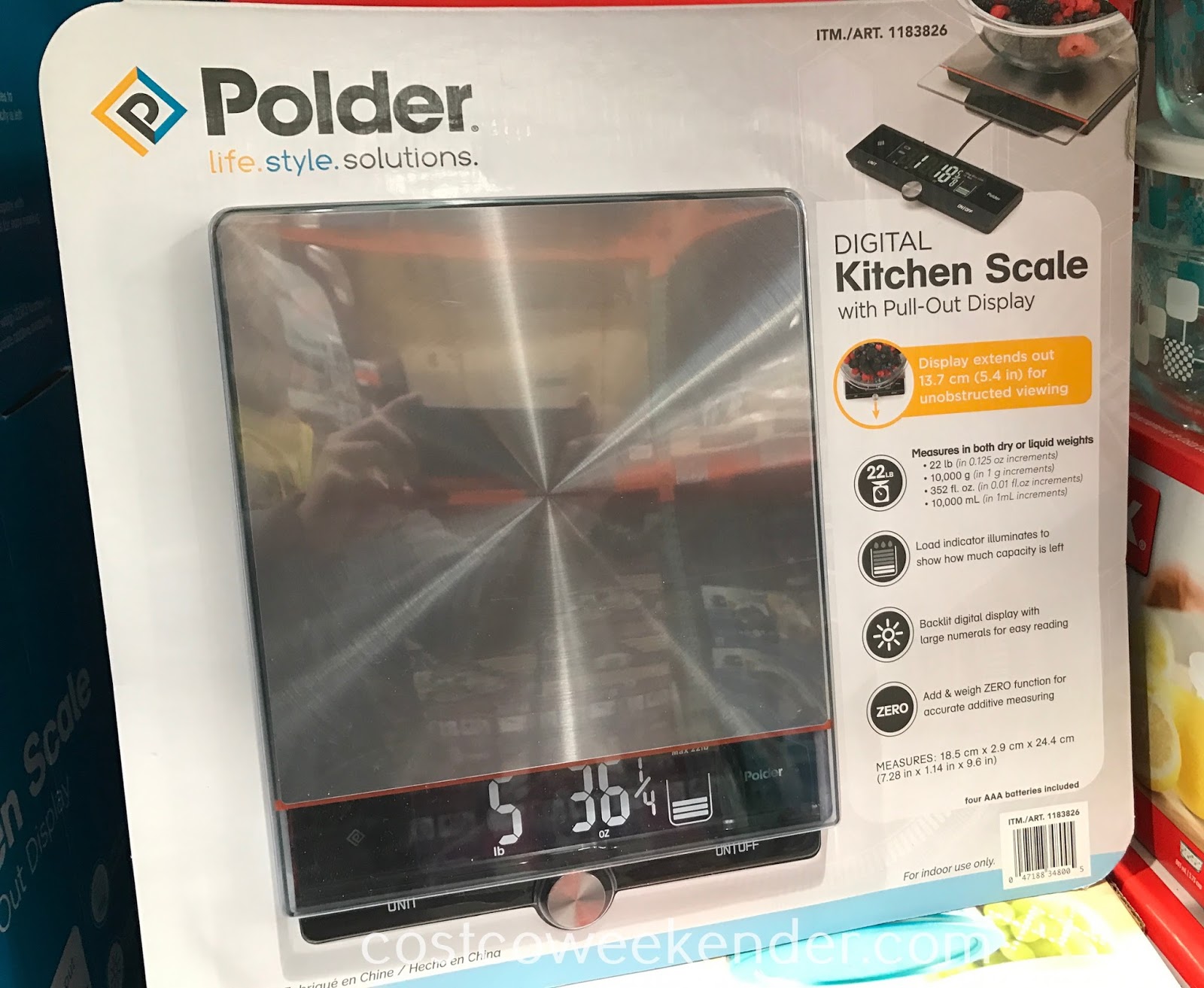 Polder Digital Kitchen Scale with Pull Out Display Costco Weekender