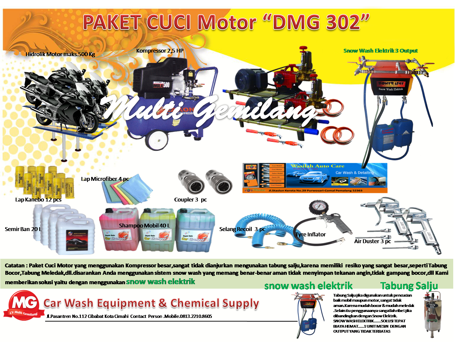 Paket Cucian Motor 3 Hidrolik - PERALATAN CUCI MOBIL DAN MOTOR MURAH