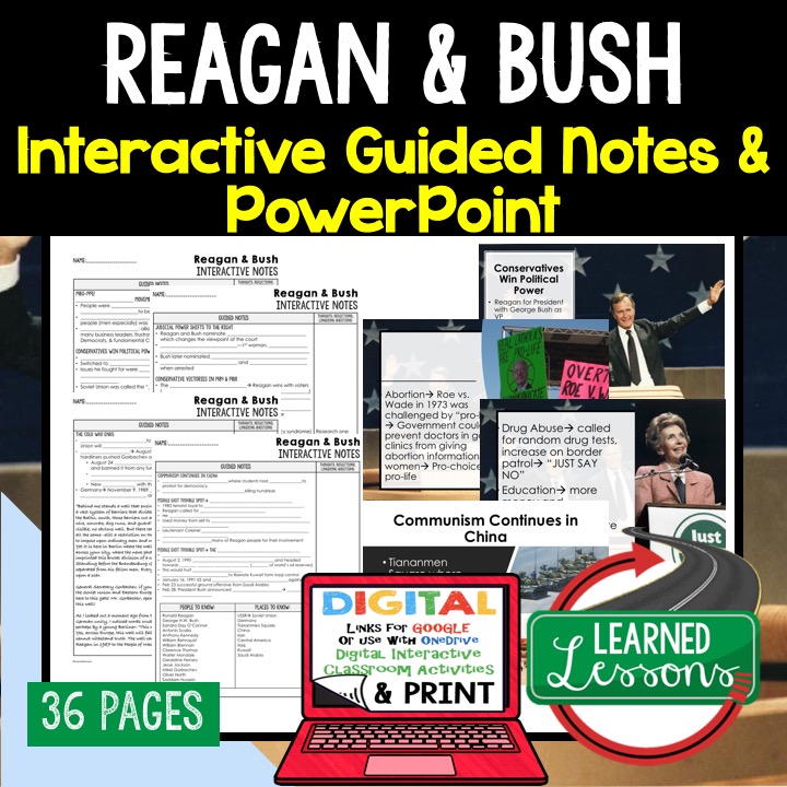 American History Guided Notes and PowerPoints with Digital Graphic