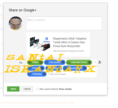 santai iskandarX, google plus, interface, design, dah, tukar 