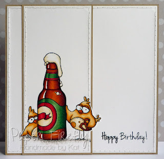 CAS card featuring birds with beer bottle