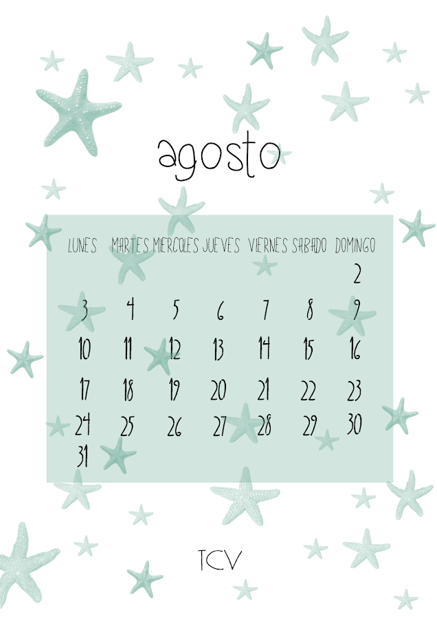 Calendario descargable agosto