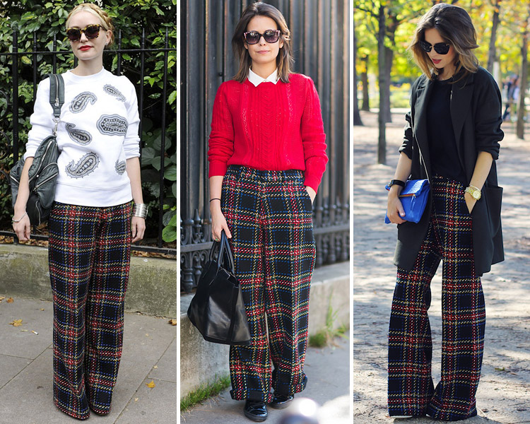 Moda Pantalones Rojos Como Combinarlos Mujer Tartán Pantalones