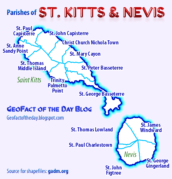 GeoFact of the Day Parishes of Saint Kitts and Nevis