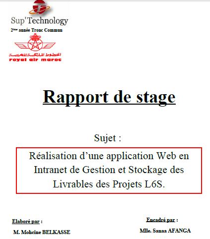 rapport de stage conception Réalisation d'une application Web