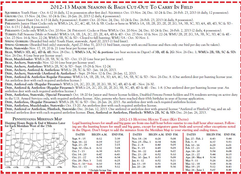 Accessible Hunter 2012 PA Bag Limits