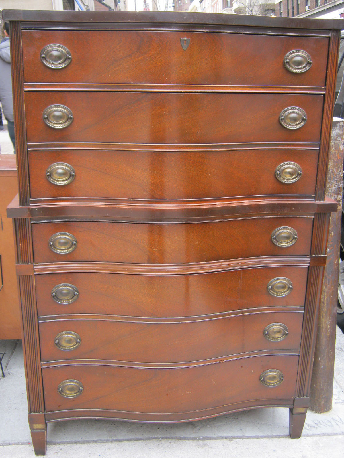 Uhuru Furniture & Collectibles Mahogany Bureau with Mirror & Tall